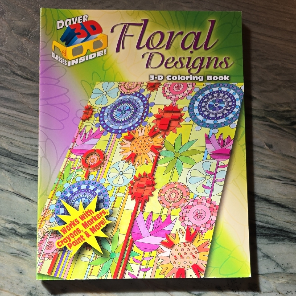 Floral Designs 3D Coloring Book - Multicolor